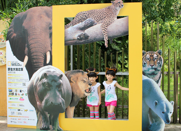 人氣童星「左左右右」到台北動物園擔任野生大地之旅攝影展代言人。　李娉婷/攝