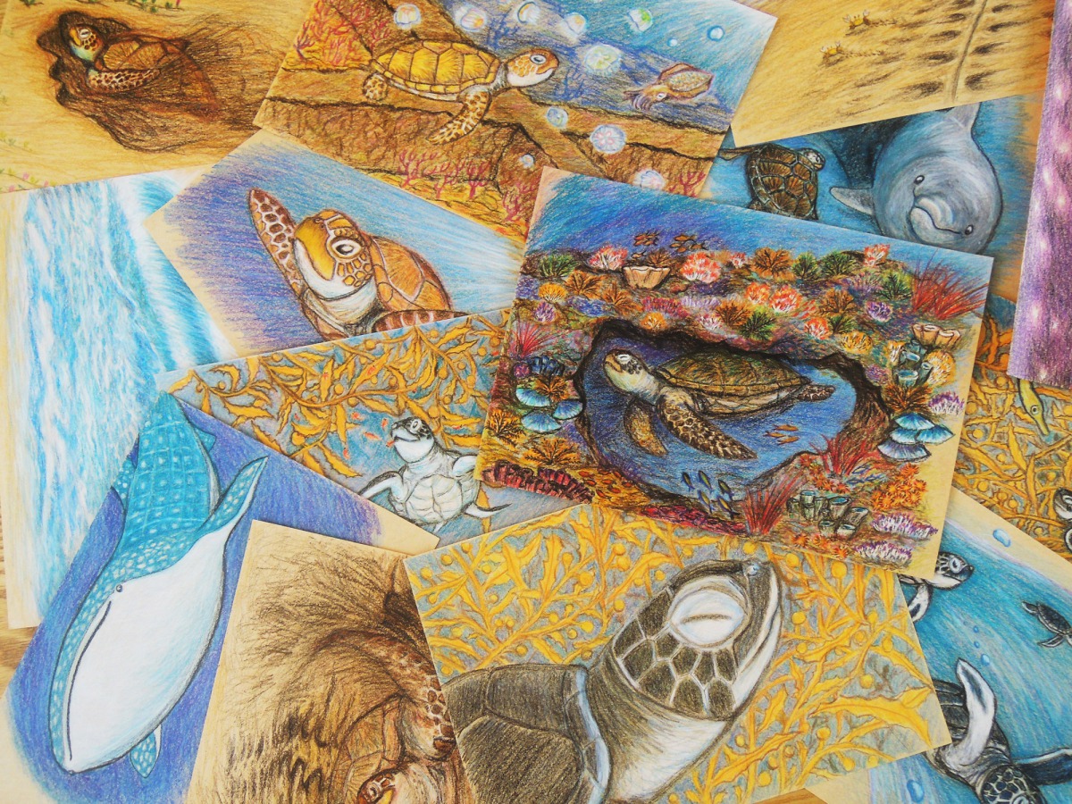 《海龜之生》宛如彩色默劇一般，讓不分年齡層的讀者都能進入一個真實中帶點奇幻色彩的海洋世界！圖為《海龜之生》手繪稿，ShuoYi/提供