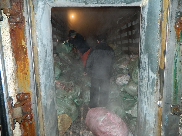 查緝小組於今年1月11日在高雄市小港地區冷凍廠中查獲7650公斤海豚肉。 /取自林務局網站