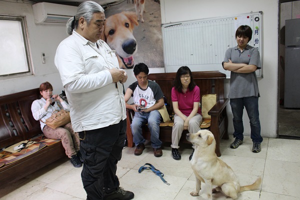 日本訓練師示範訓練八里保育場的狗狗。 李娉婷/攝